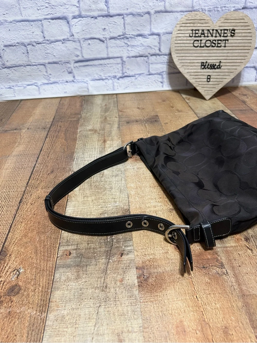 COACH F15067 Signature Duffle Logo Crossbody Bag Top Zip Black